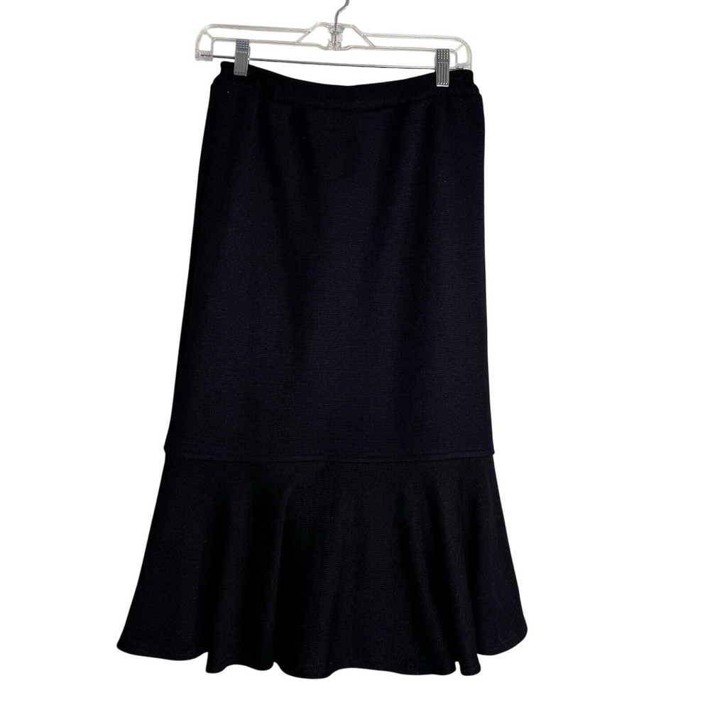 Vintage Argenti Black Knit Mermaid Maxi Skirt Ruffle Hem Coquette Goth‎ Size 6